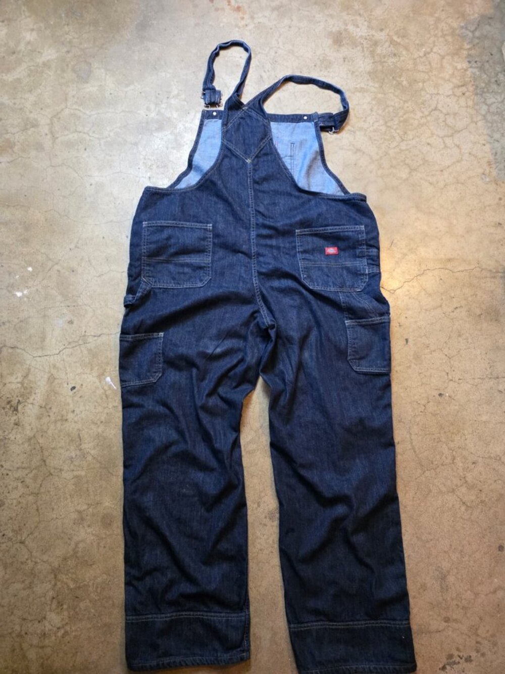 Dickies Denim Bib Overalls Blue Carpenter Work Size 8W L30 Cotton Durable - Picture 9 of 15